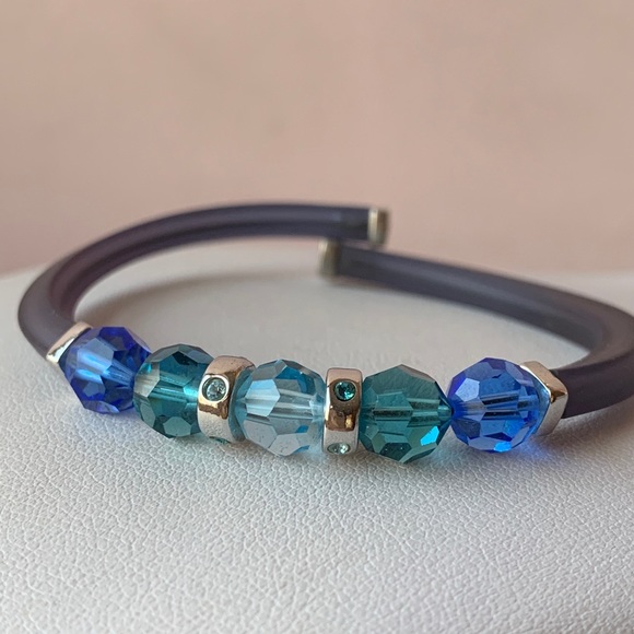 SWAROVSKI VINTAGE BLUE CRYSTALS CUFF BRACELET - Picture 2 of 6